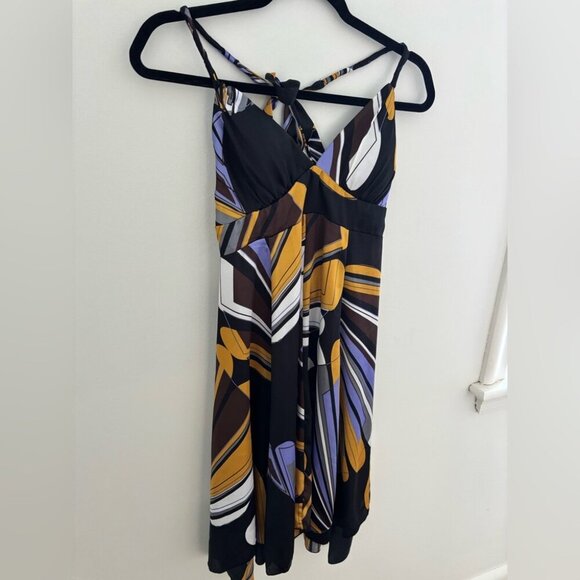 Vintage Satin Multi Colour Patterned Dress - Picture 4 of 10